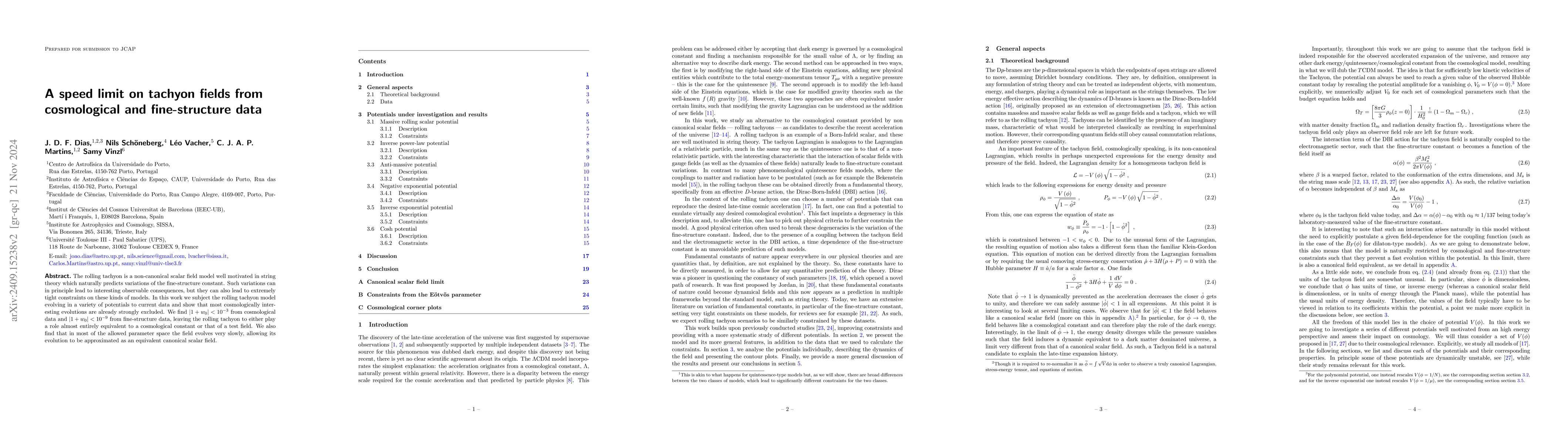 Thumbnail for A speed limit on tachyon fields from cosmological and fine-structure
  data