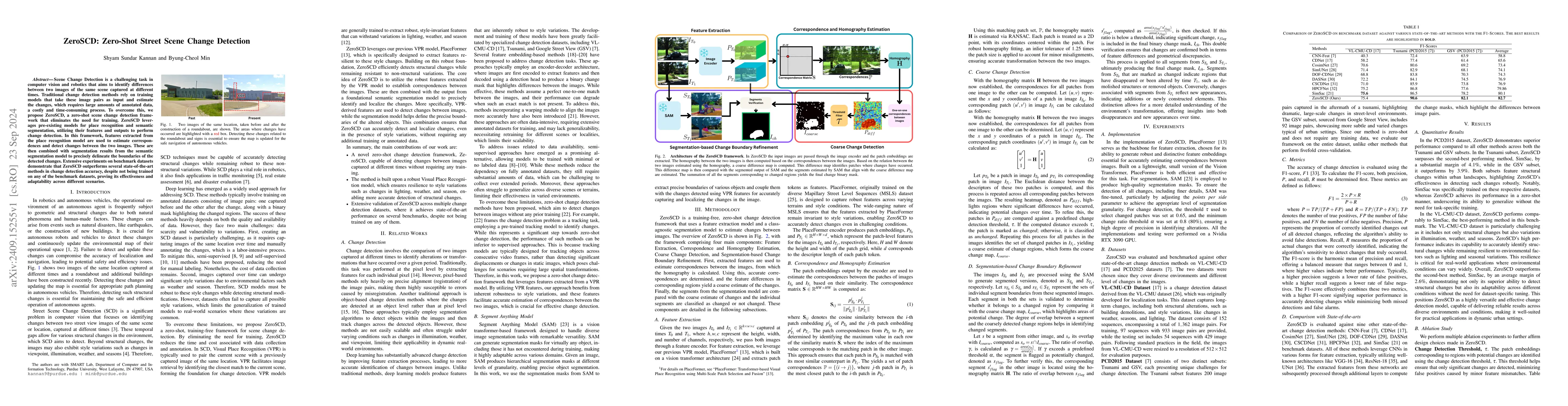 Thumbnail for ZeroSCD: Zero-Shot Street Scene Change Detection