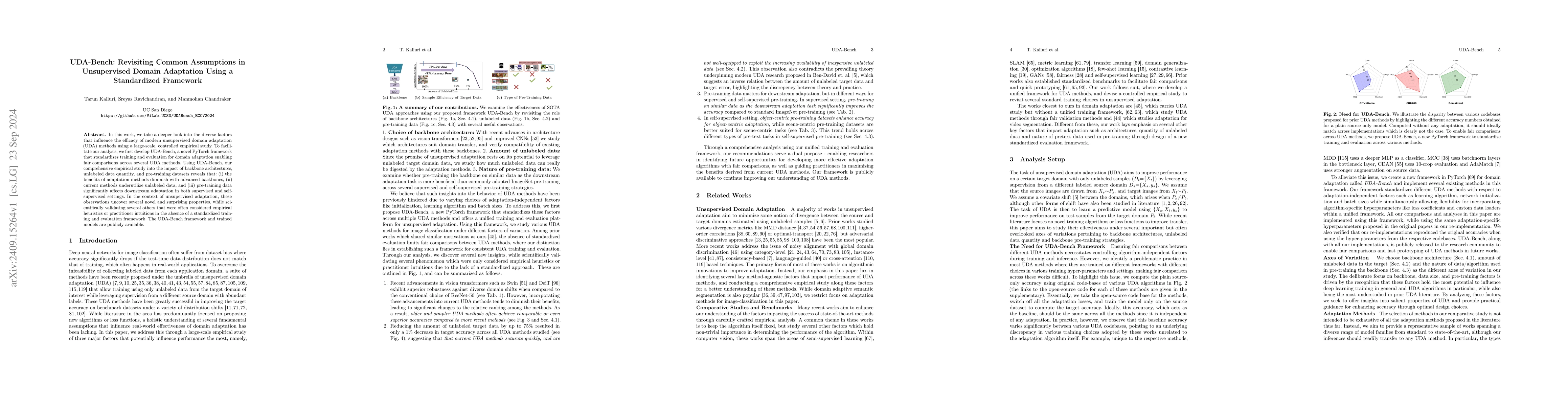 Thumbnail for UDA-Bench: Revisiting Common Assumptions in Unsupervised Domain
  Adaptation Using a Standardized Framework