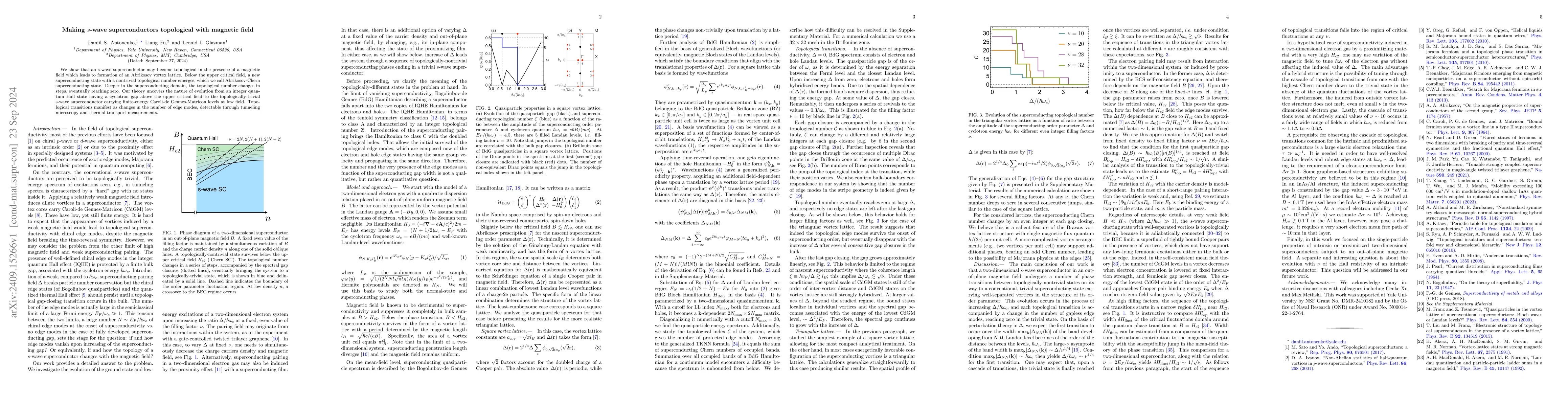 Thumbnail for Making s-wave superconductors topological with magnetic field