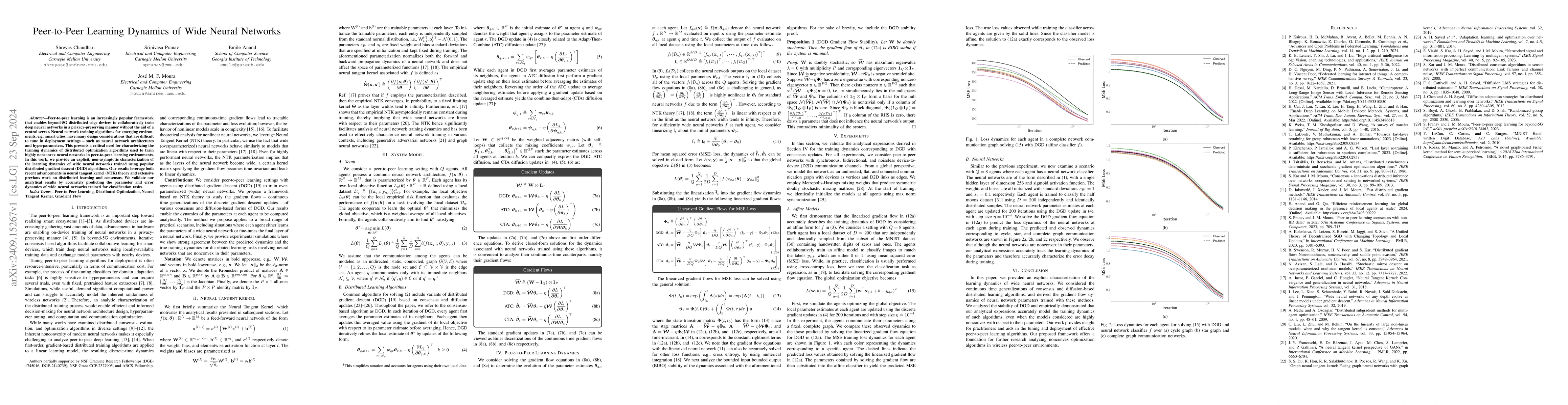 Thumbnail for Peer-to-Peer Learning Dynamics of Wide Neural Networks