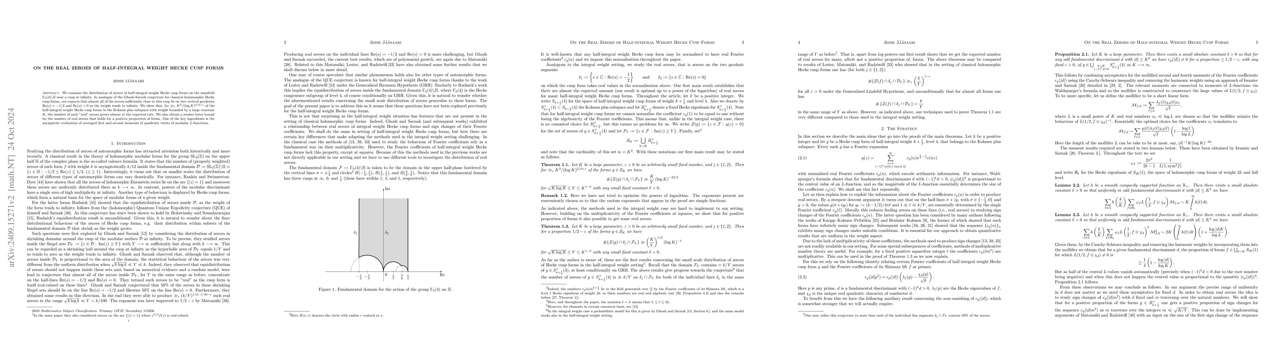 Thumbnail for On the Real Zeroes of Half-integral Weight Hecke Cusp Forms