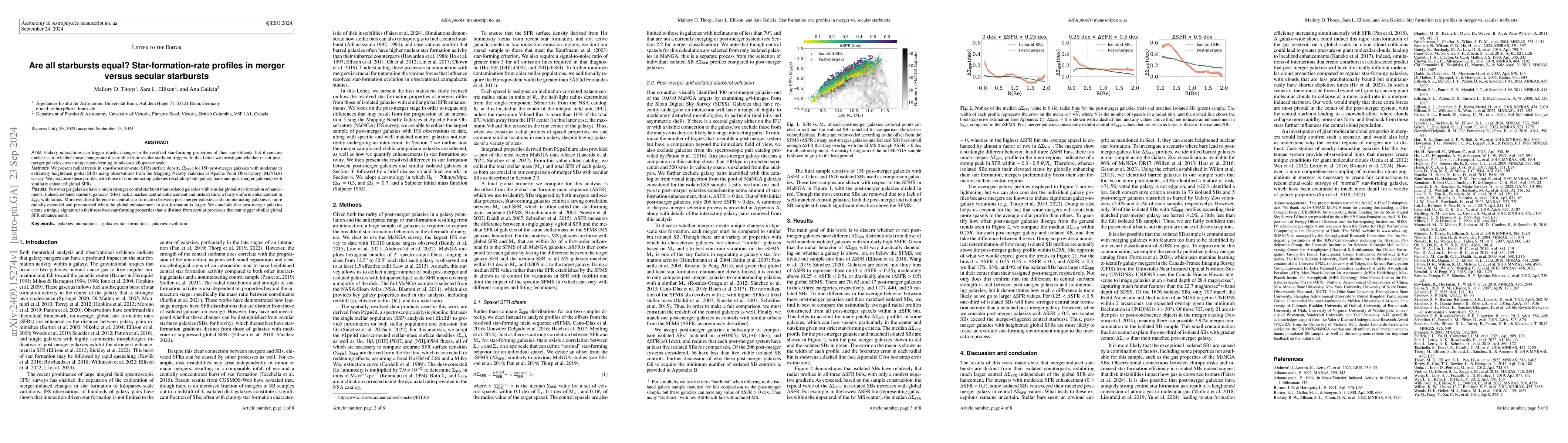 Thumbnail for Are all starbursts equal? Star-formation-rate profiles in merger versus
  secular starbursts