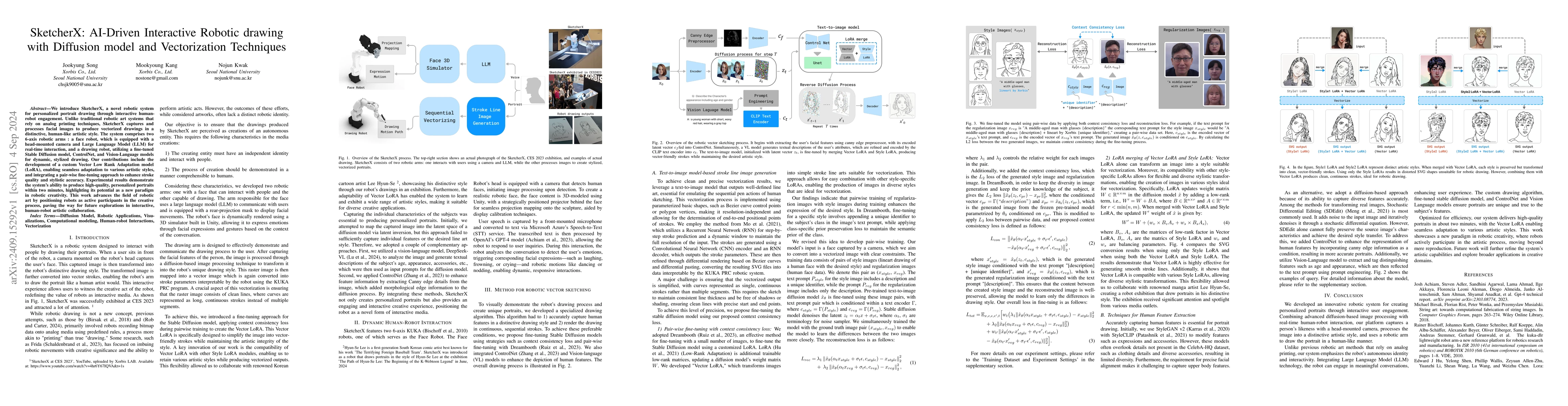 Thumbnail for SketcherX: AI-Driven Interactive Robotic drawing with Diffusion model
  and Vectorization Techniques