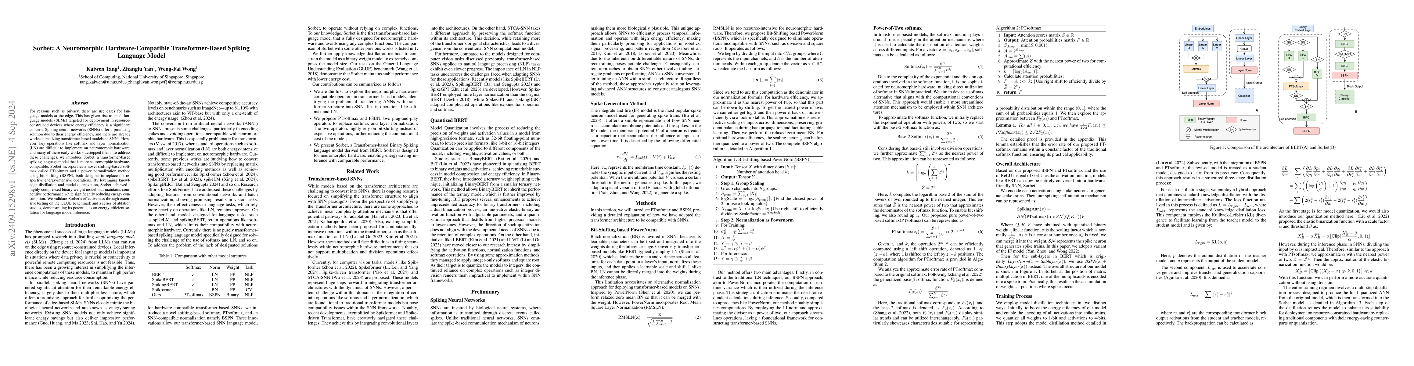 Thumbnail for Sorbet: A Neuromorphic Hardware-Compatible Transformer-Based Spiking
  Language Model