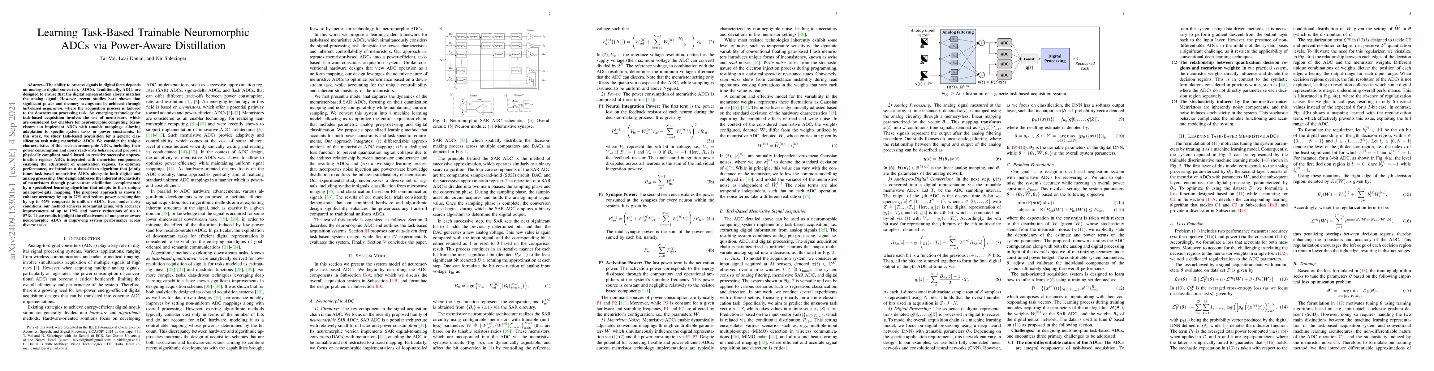 Thumbnail for Learning Task-Based Trainable Neuromorphic ADCs via Power-Aware
  Distillation
