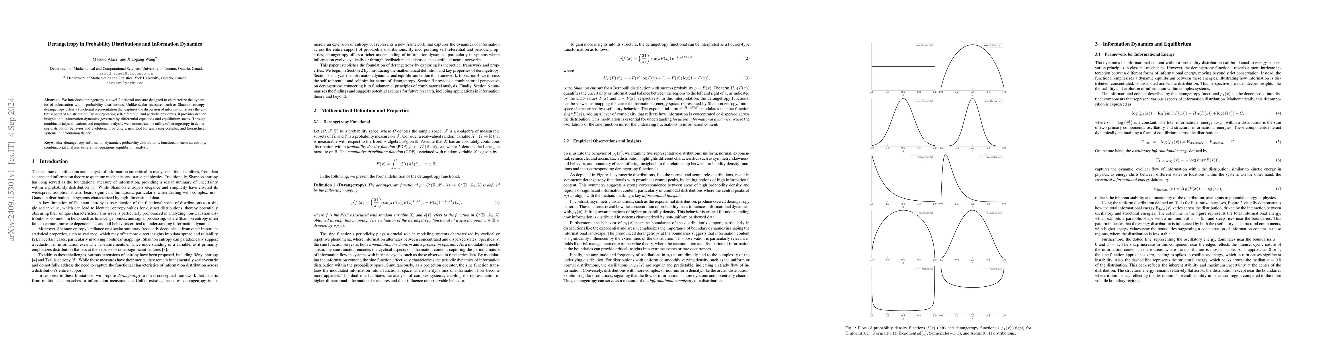 Thumbnail for Derangetropy in Probability Distributions and Information Dynamics