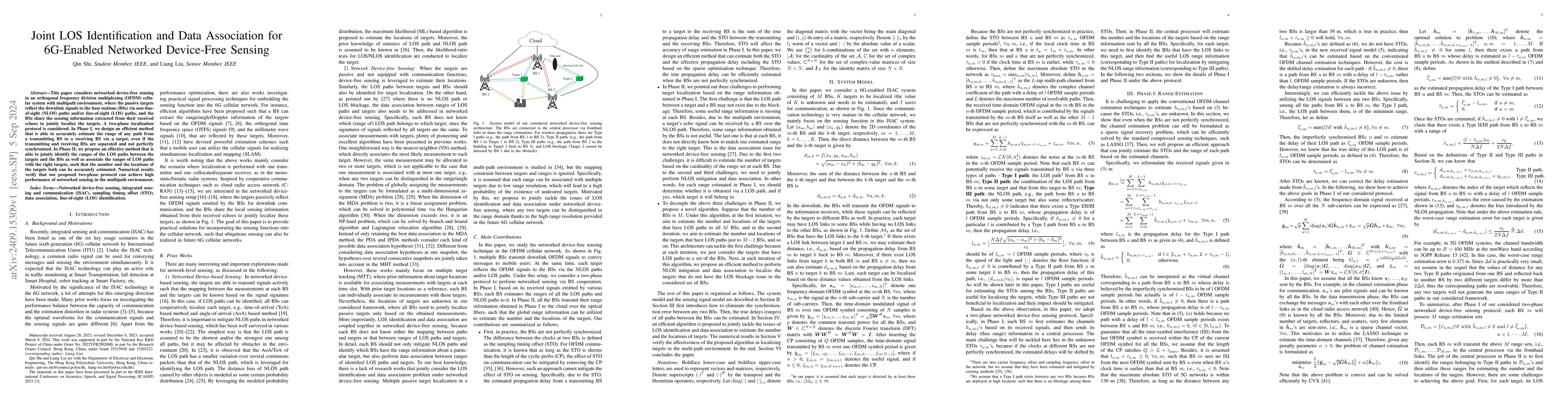 Thumbnail for Joint LOS Identification and Data Association for 6G-Enabled Networked
  Device-Free Sensing