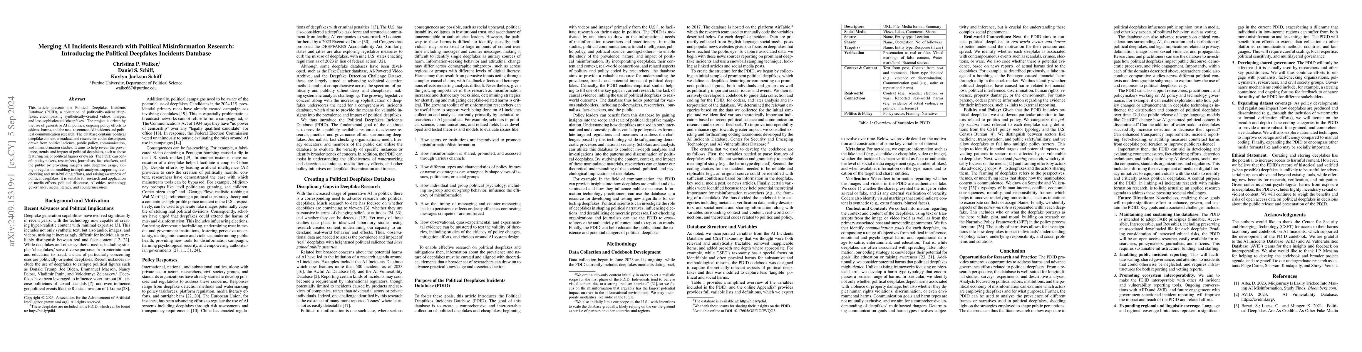 Thumbnail for Merging AI Incidents Research with Political Misinformation Research:
  Introducing the Political Deepfakes Incidents Database