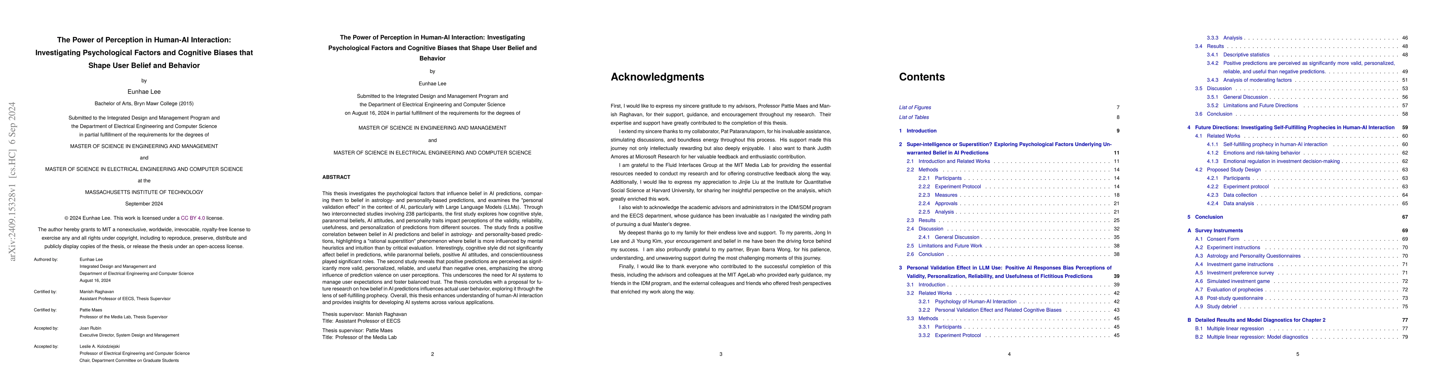 Thumbnail for The Power of Perception in Human-AI Interaction: Investigating
  Psychological Factors and Cognitive Biases that Shape User Belief and
  Behavior