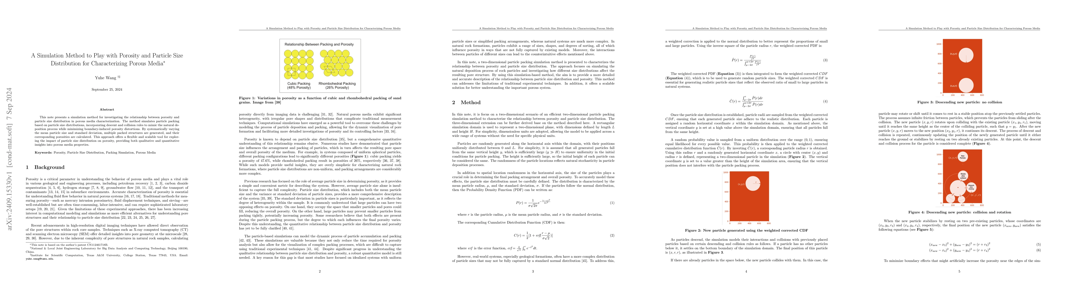 Thumbnail for A Simulation Method to Play with Porosity and Particle Size Distribution
  for Characterizing Porous Media