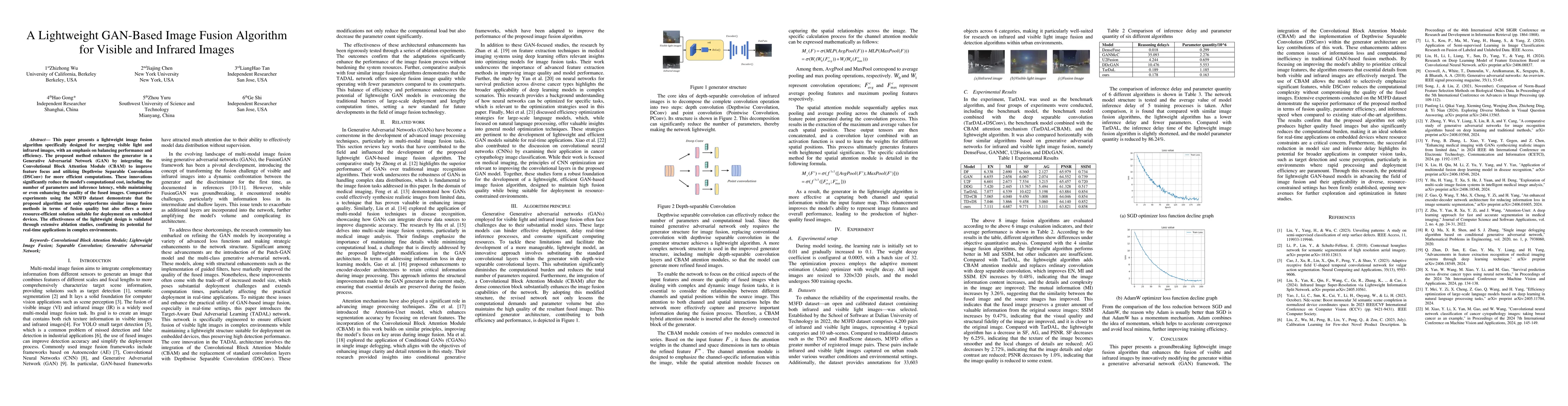 Thumbnail for A Lightweight GAN-Based Image Fusion Algorithm for Visible and Infrared
  Images