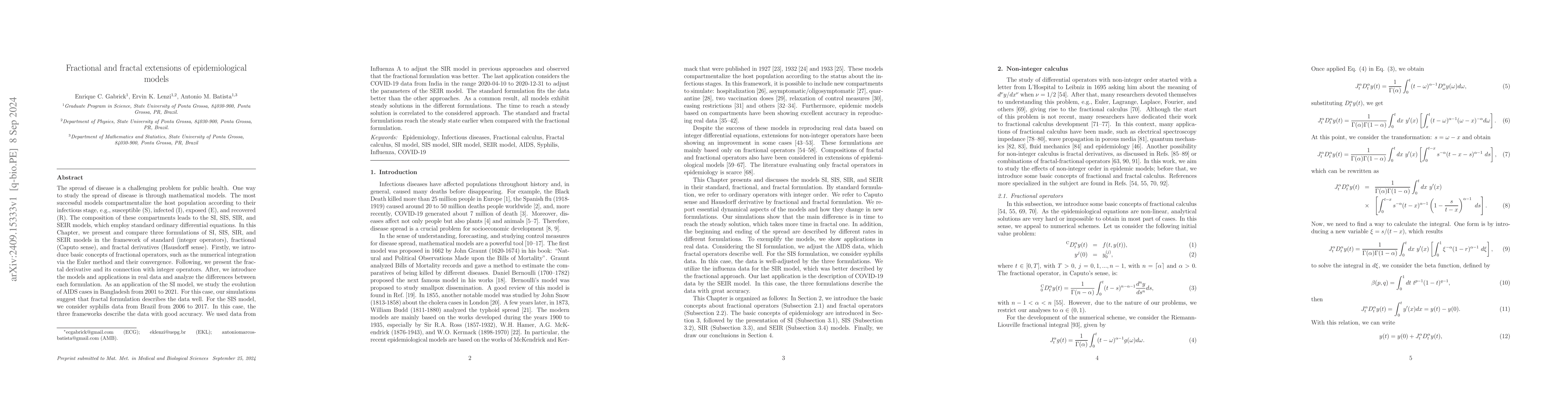 Thumbnail for Fractional and fractal extensions of epidemiological models