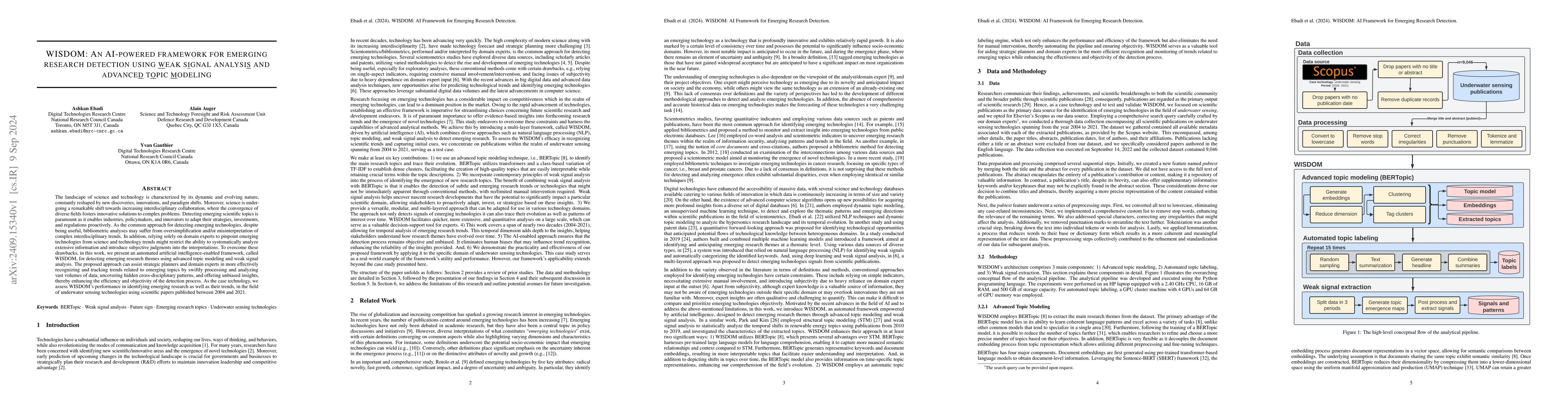 Thumbnail for WISDOM: An AI-powered framework for emerging research detection using
  weak signal analysis and advanced topic modeling