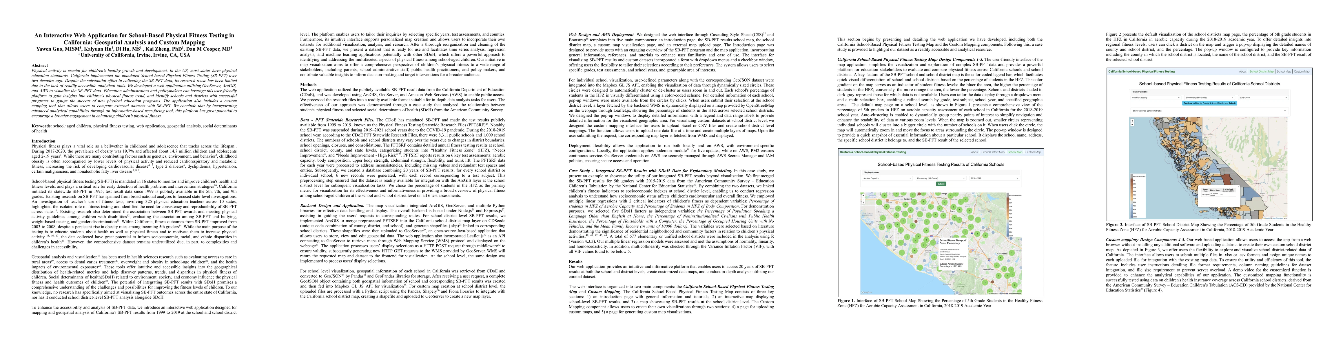 Thumbnail for An Interactive Web Application for School-Based Physical Fitness Testing
  in California: Geospatial Analysis and Custom Mapping