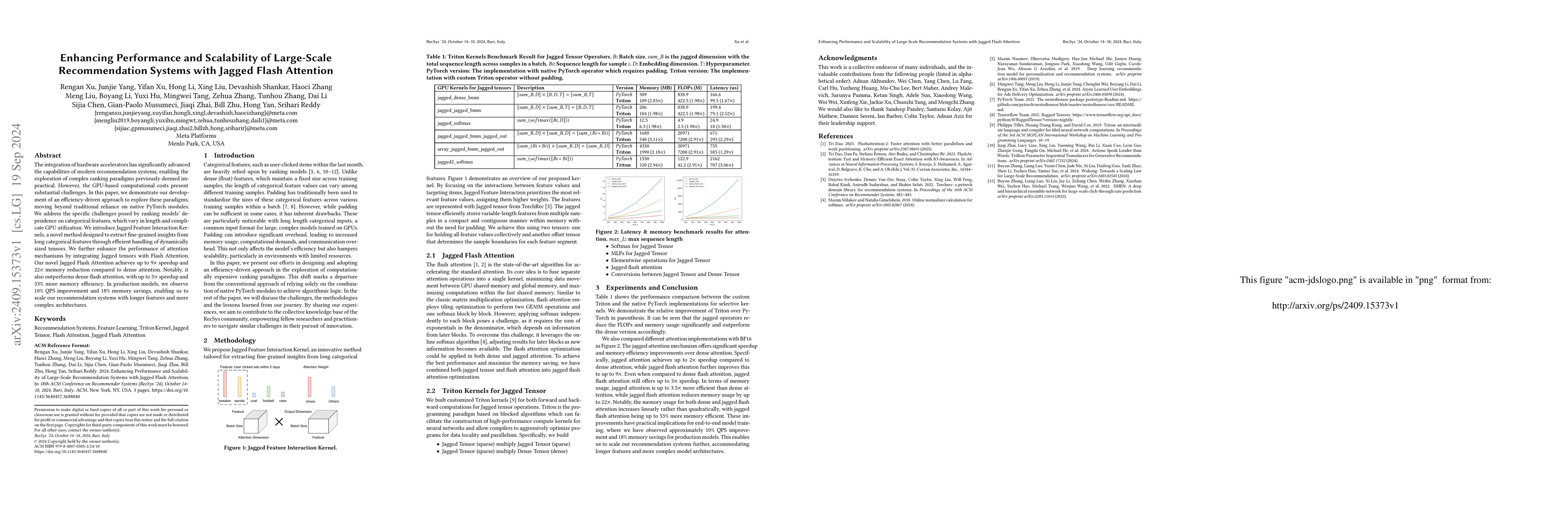 Thumbnail for Enhancing Performance and Scalability of Large-Scale Recommendation
  Systems with Jagged Flash Attention