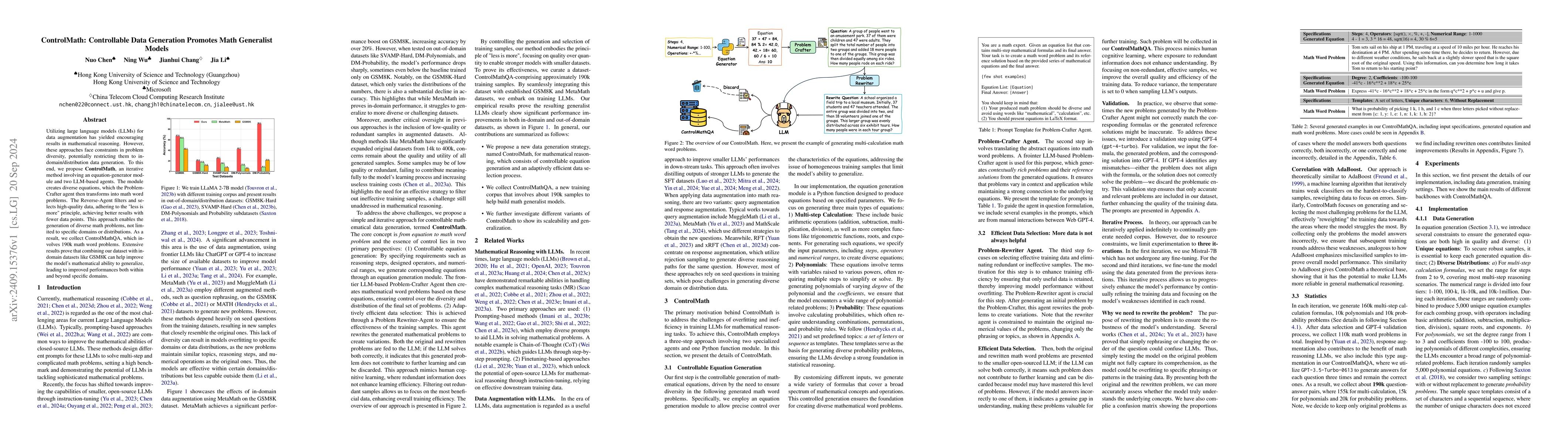 Thumbnail for ControlMath: Controllable Data Generation Promotes Math Generalist
  Models