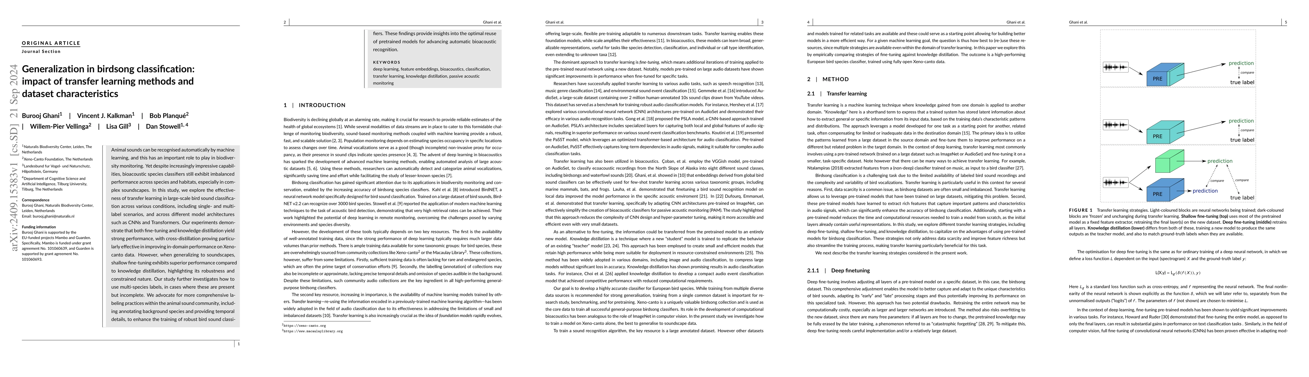 Thumbnail for Generalization in birdsong classification: impact of transfer learning
  methods and dataset characteristics
