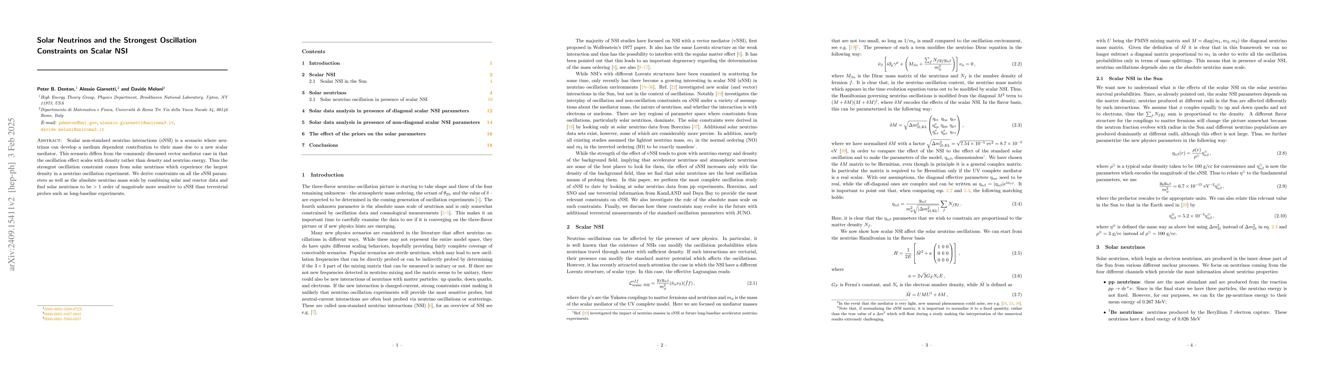 Thumbnail for Solar Neutrinos and the Strongest Oscillation Constraints on Scalar NSI