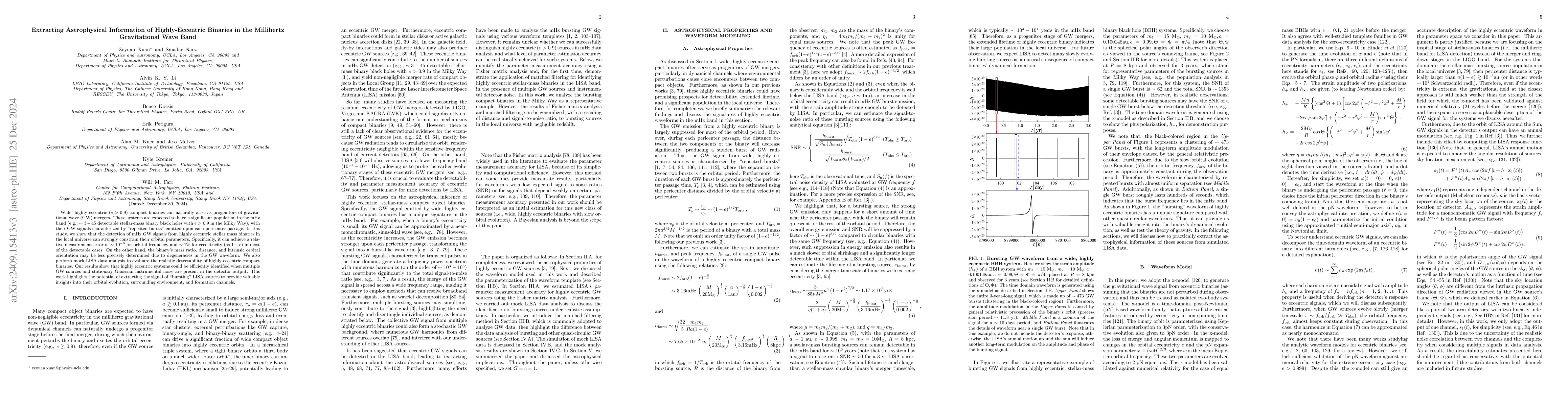 Thumbnail for Extracting Astrophysical Information of Highly-Eccentric Binaries in the
  Millihertz Gravitational Wave Band
