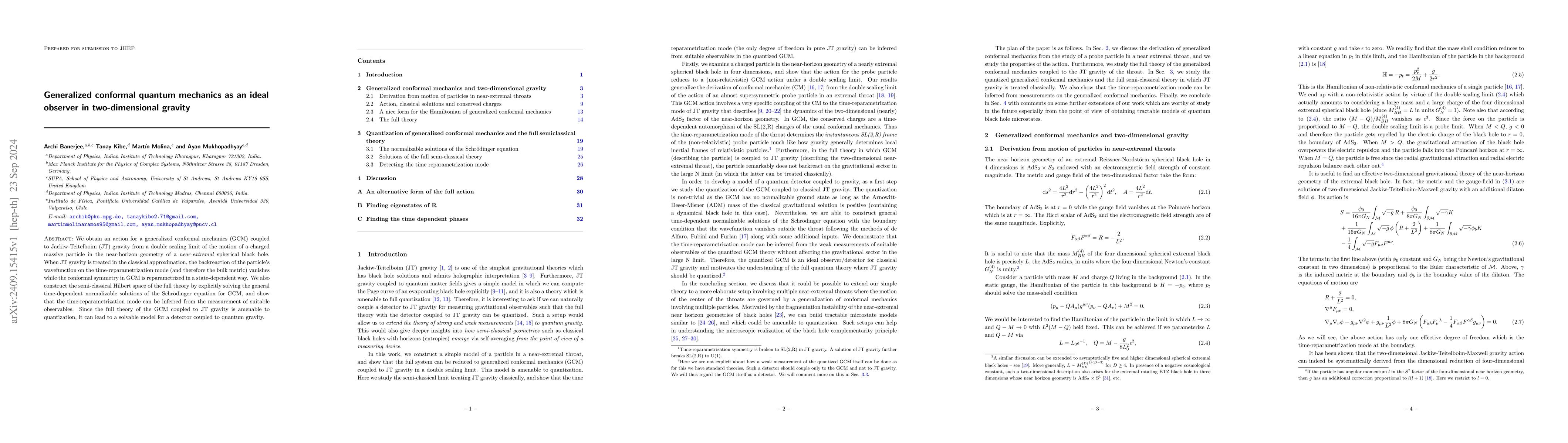 Thumbnail for Generalized conformal quantum mechanics as an ideal observer in
  two-dimensional gravity