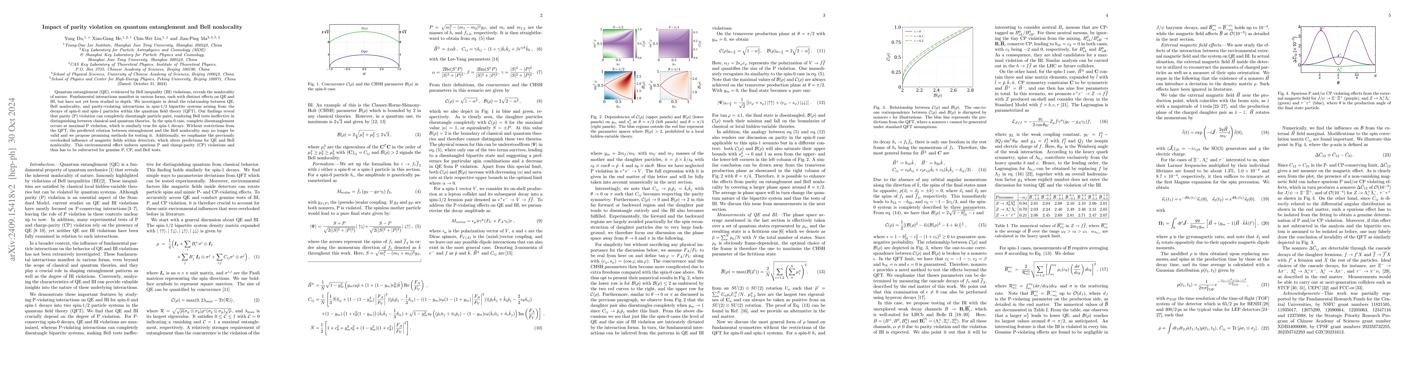 Thumbnail for Impact of parity violation on quantum entanglement and Bell nonlocality