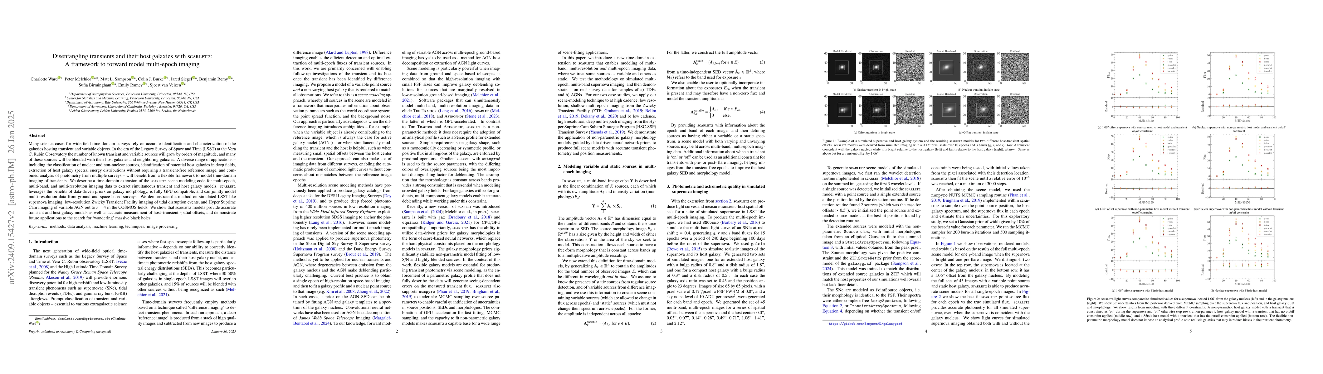 Thumbnail for Disentangling transients and their host galaxies with Scarlet2: A
  framework to forward model multi-epoch imaging