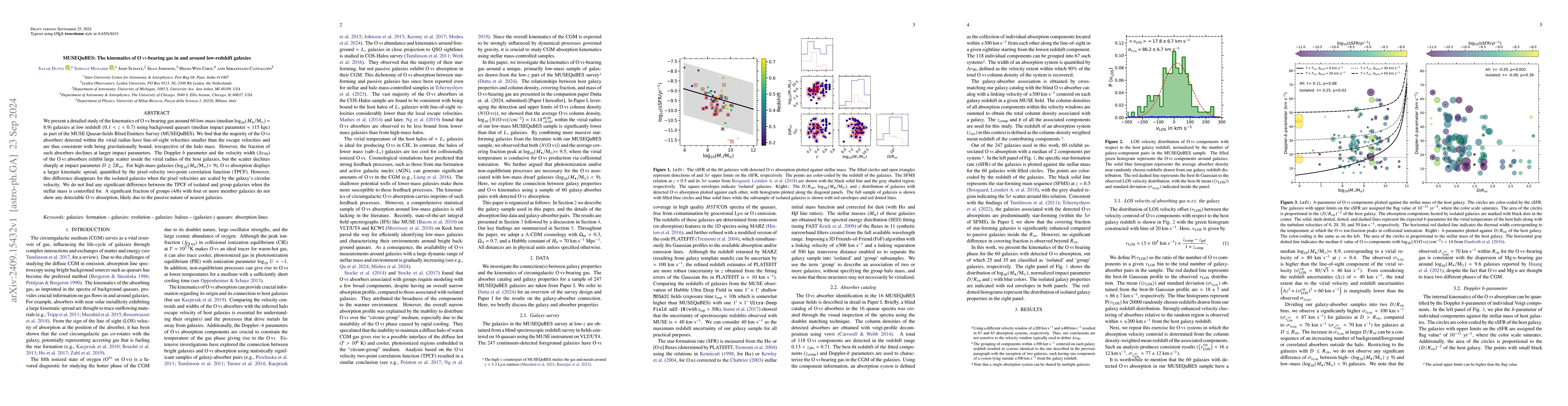 Thumbnail for MUSEQuBES: The kinematics of OVI-bearing gas in and around low-redshift
  galaxies