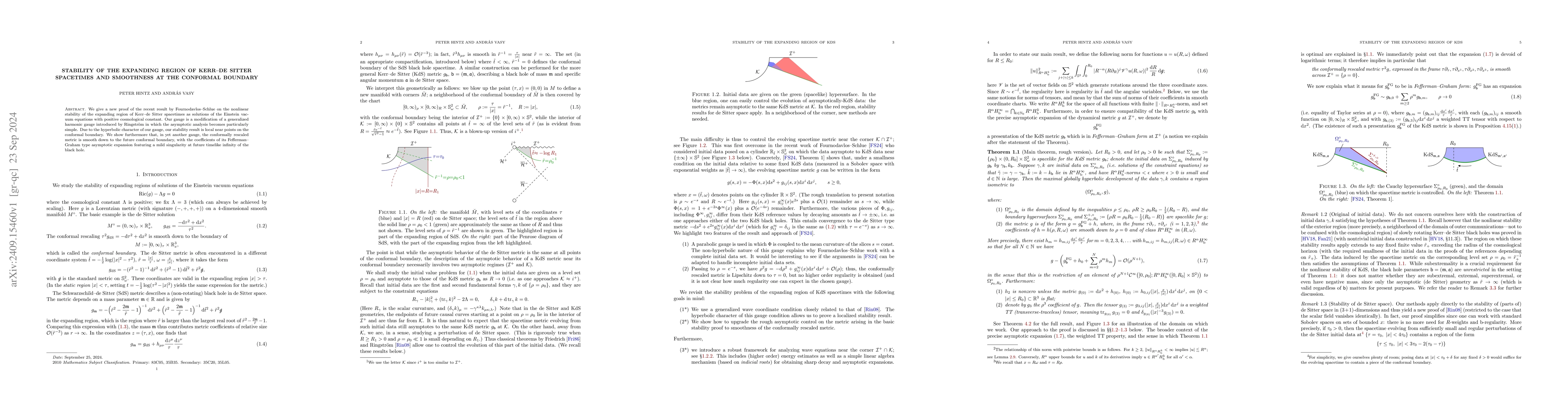 Thumbnail for Stability of the expanding region of Kerr-de Sitter spacetimes and
  smoothness at the conformal boundary