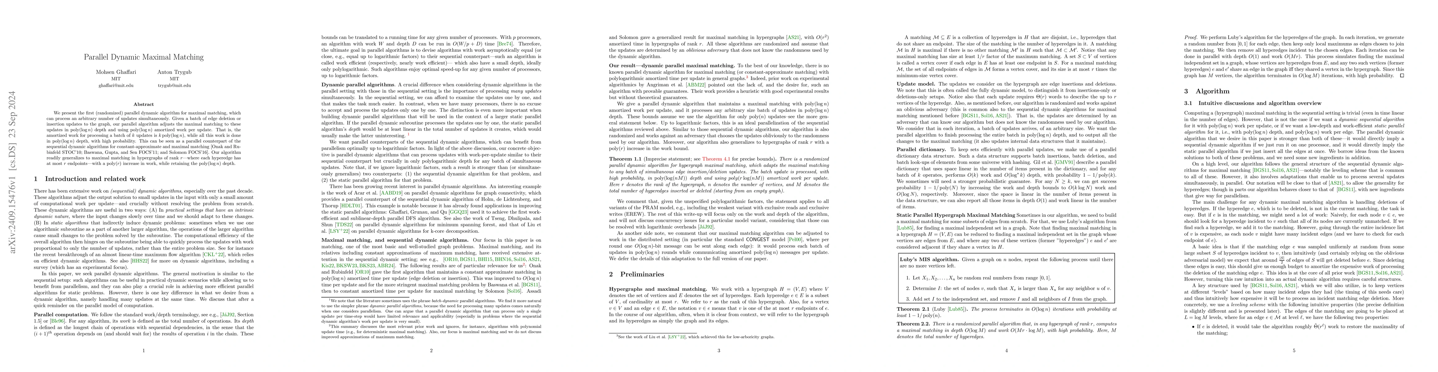 Thumbnail for Parallel Dynamic Maximal Matching