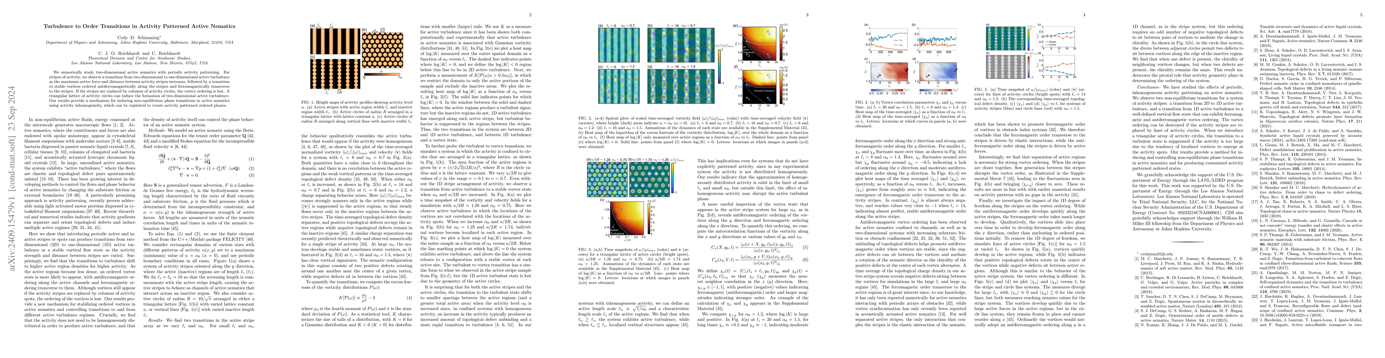 Thumbnail for Turbulence to Order Transitions in Activity Patterned Active Nematics