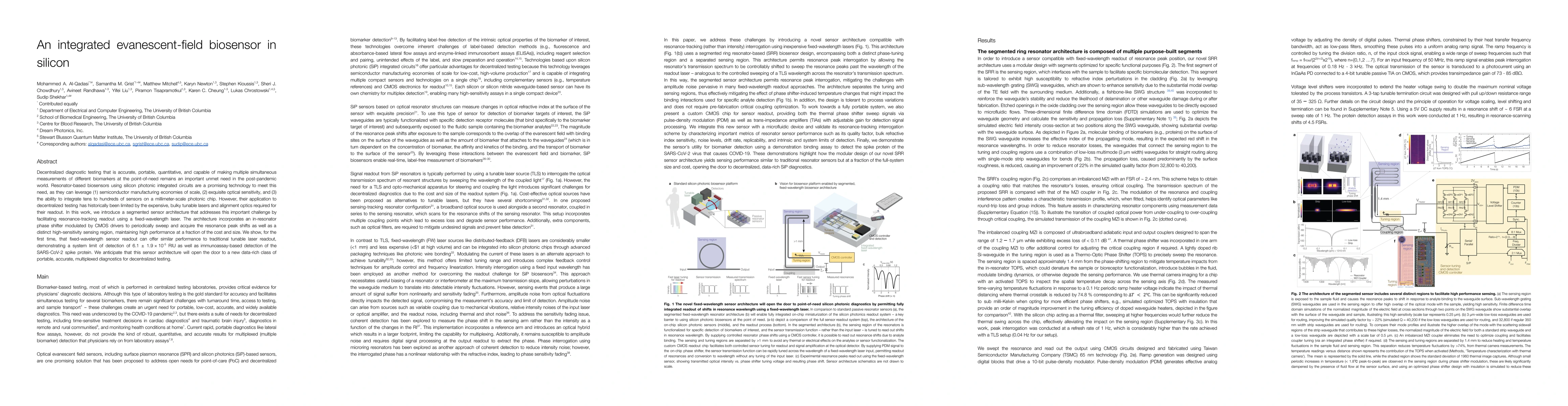 Thumbnail for An integrated evanescent-field biosensor in silicon
