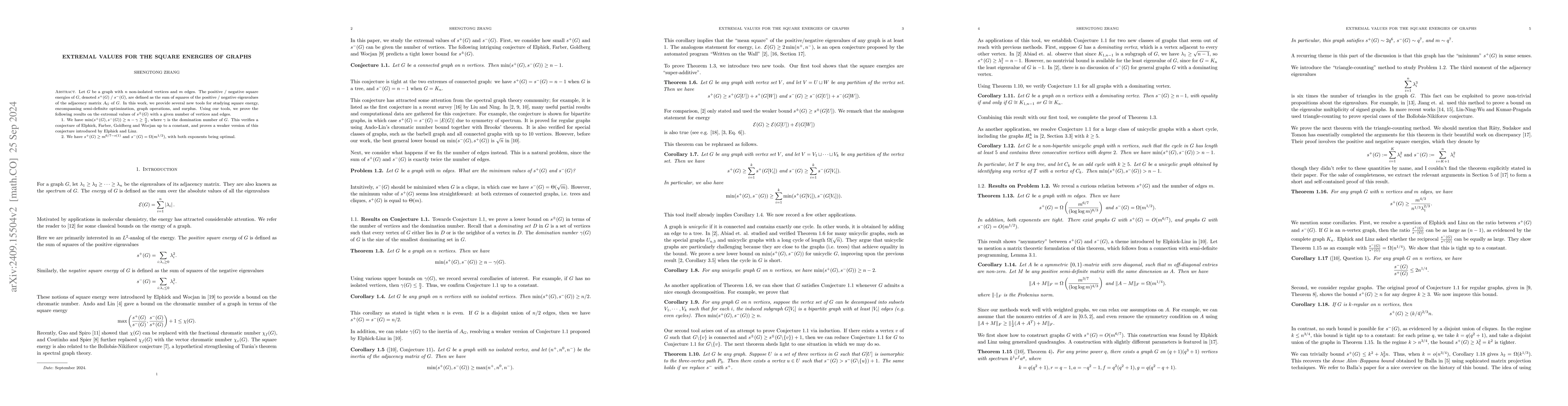 Thumbnail for Extremal values for the square energies of graphs