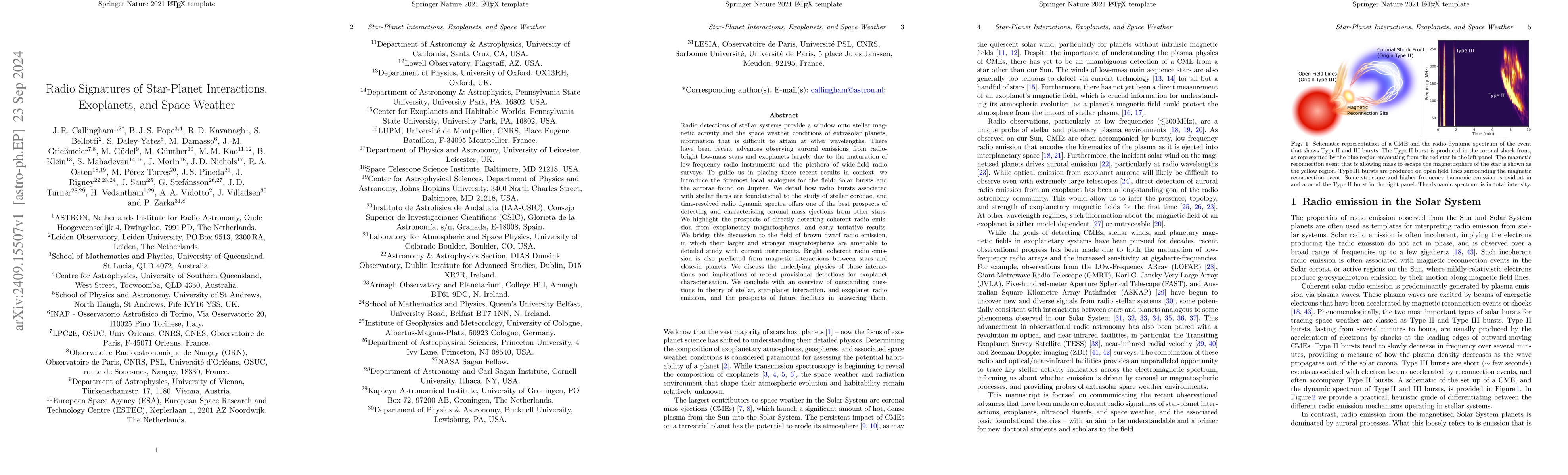 Thumbnail for Radio Signatures of Star-Planet Interactions, Exoplanets, and Space
  Weather