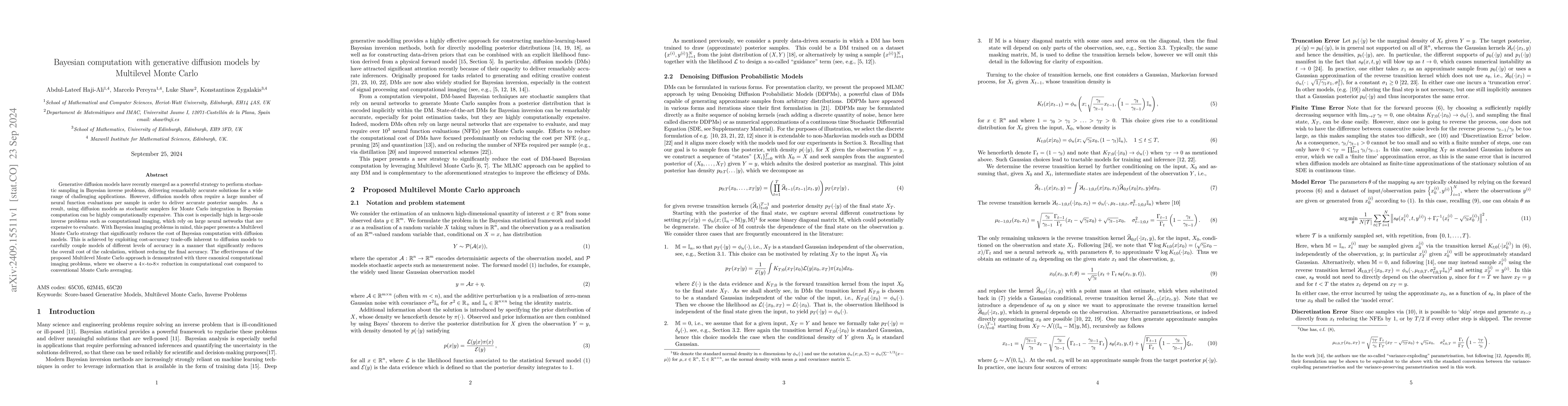 Thumbnail for Bayesian computation with generative diffusion models by Multilevel
  Monte Carlo