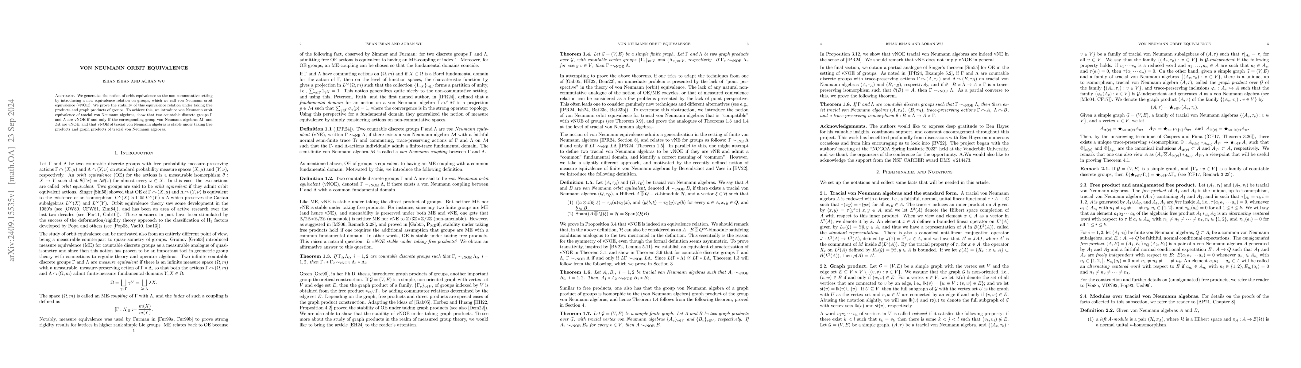 Thumbnail for Von Neumann Orbit Equivalence