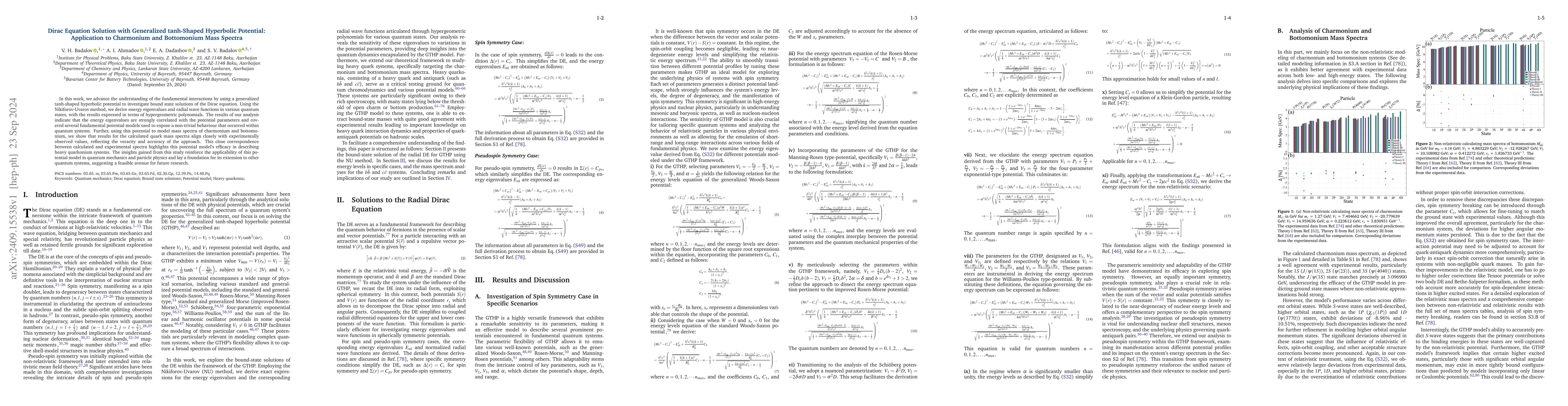 Thumbnail for Dirac Equation Solution with Generalized tanh-Shaped Hyperbolic
  Potential: Application to Charmonium and Bottomonium Mass Spectra