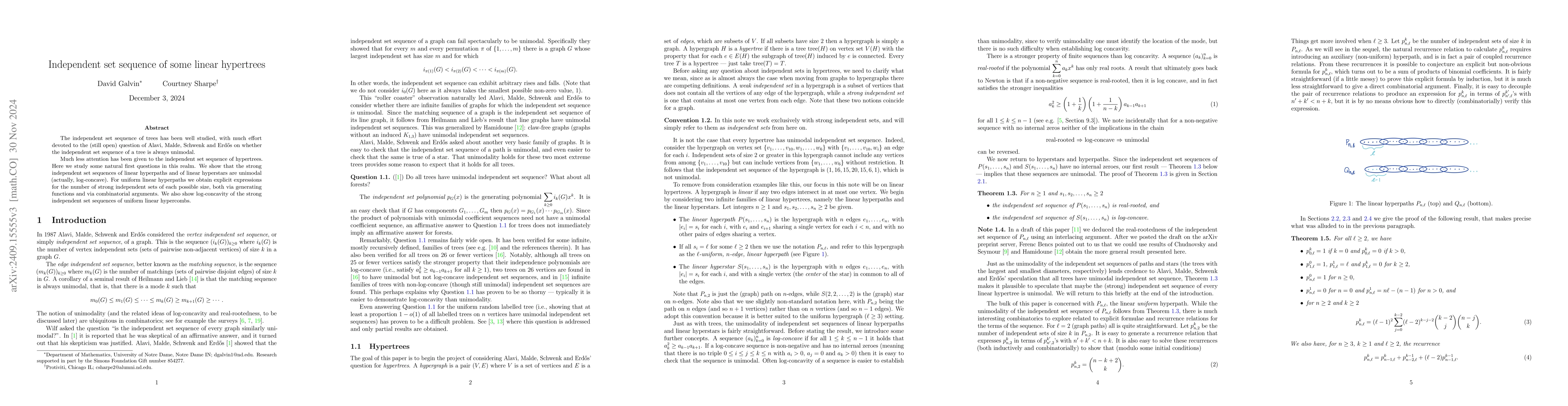 Thumbnail for Independent set sequence of some linear hypertrees