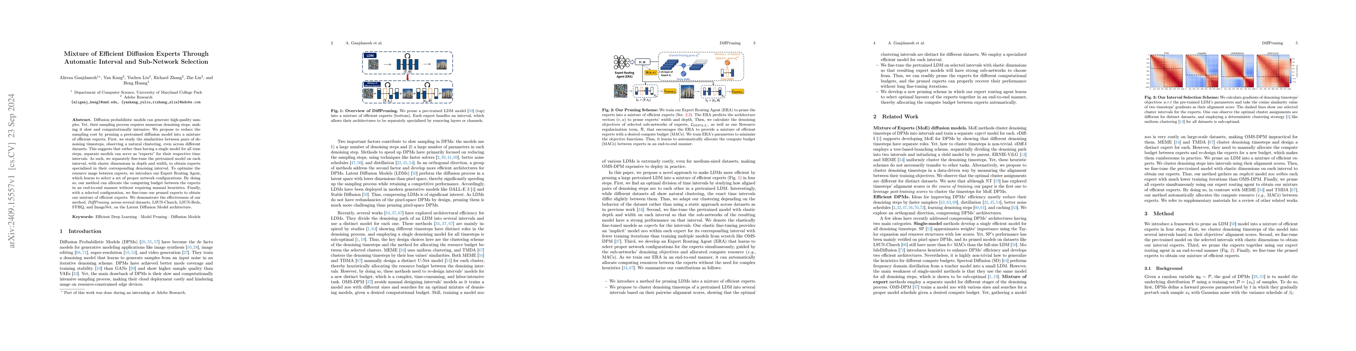 Thumbnail for Mixture of Efficient Diffusion Experts Through Automatic Interval and
  Sub-Network Selection