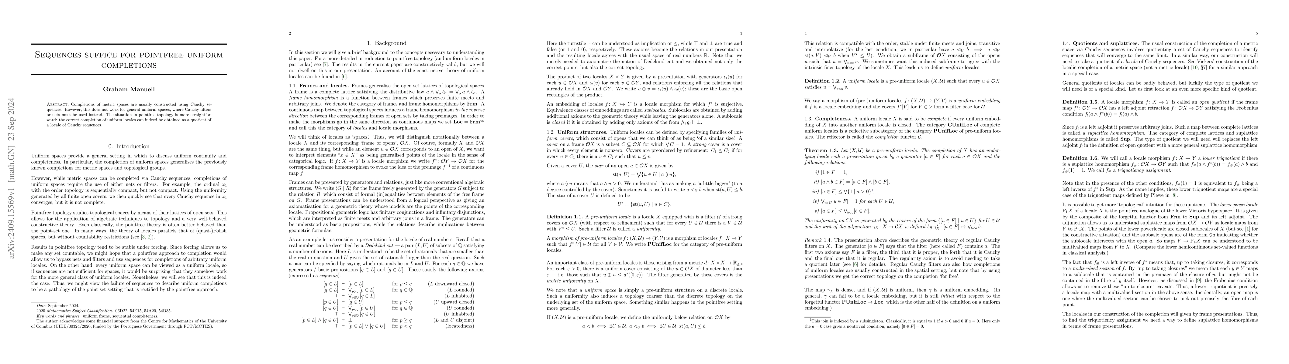 Thumbnail for Sequences suffice for pointfree uniform completions
