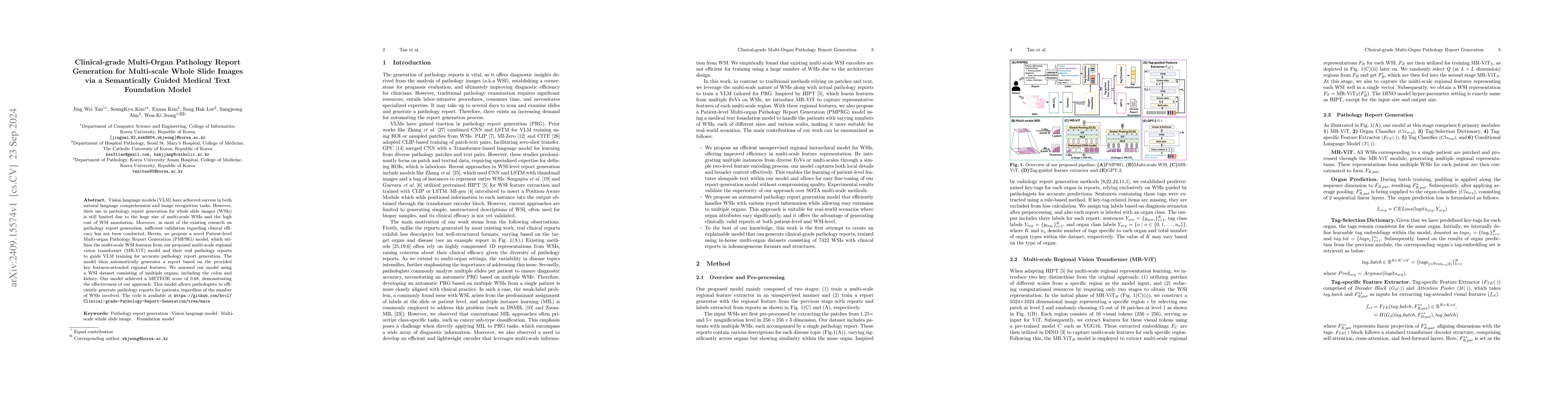 Thumbnail for Clinical-grade Multi-Organ Pathology Report Generation for Multi-scale
  Whole Slide Images via a Semantically Guided Medical Text Foundation Model