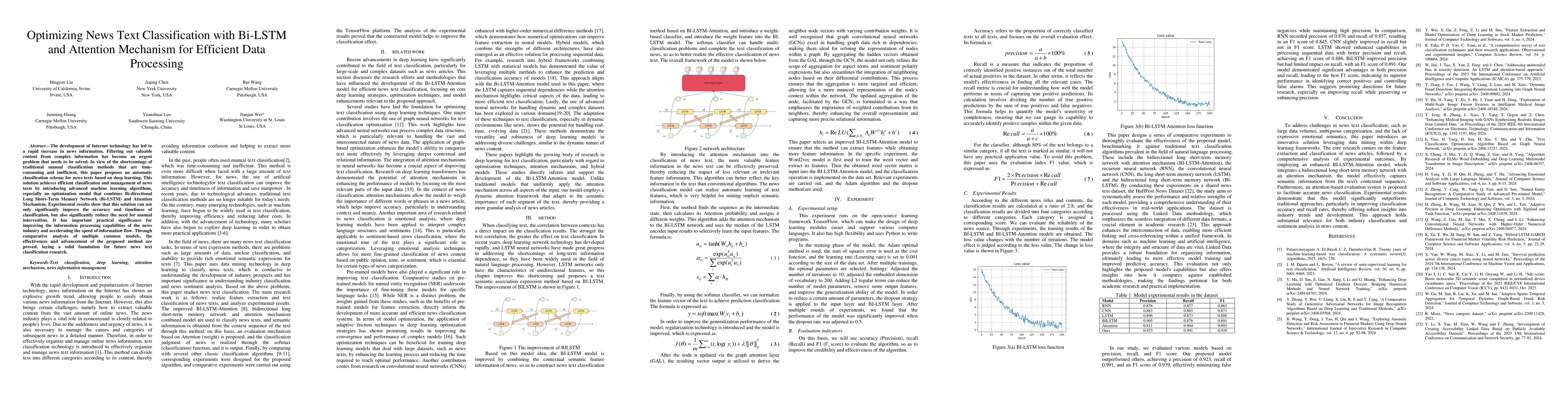 Thumbnail for Optimizing News Text Classification with Bi-LSTM and Attention Mechanism
  for Efficient Data Processing