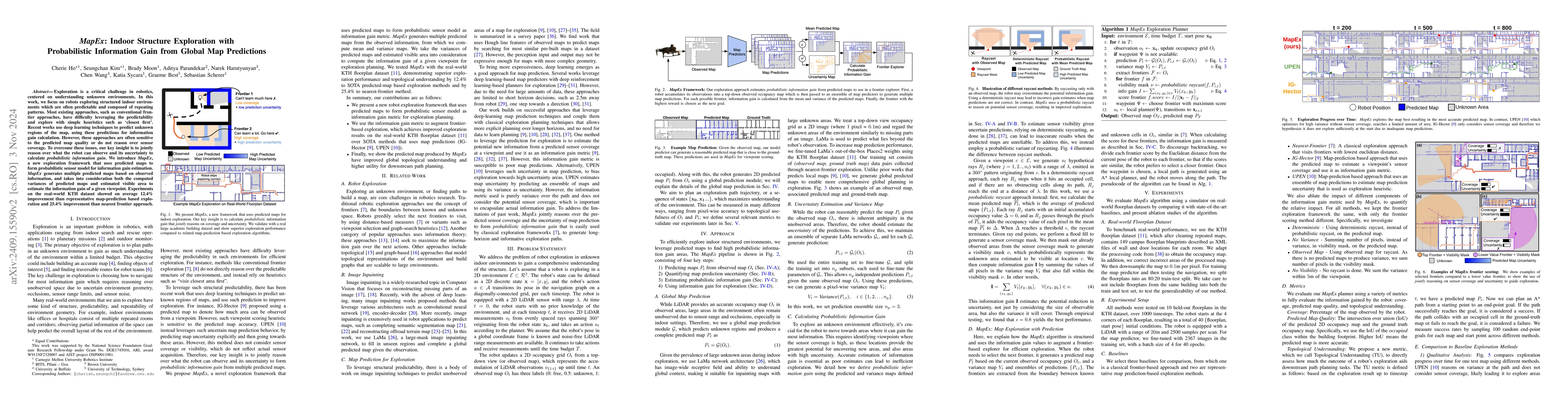 Thumbnail for MapEx: Indoor Structure Exploration with Probabilistic Information Gain
  from Global Map Predictions