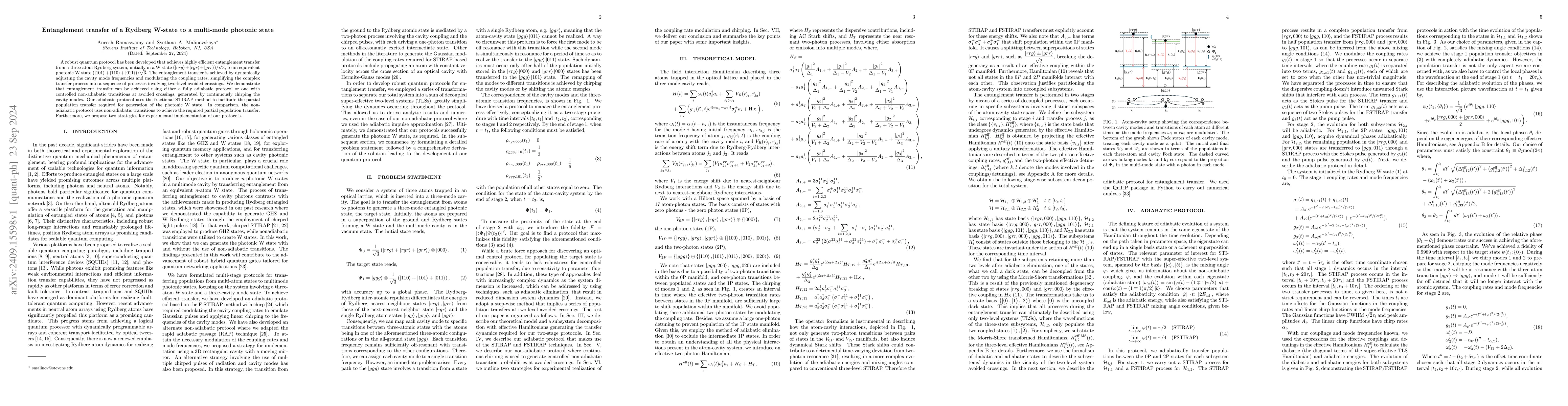 Thumbnail for Entanglement transfer of a Rydberg W-state to a multi-mode photonic
  state