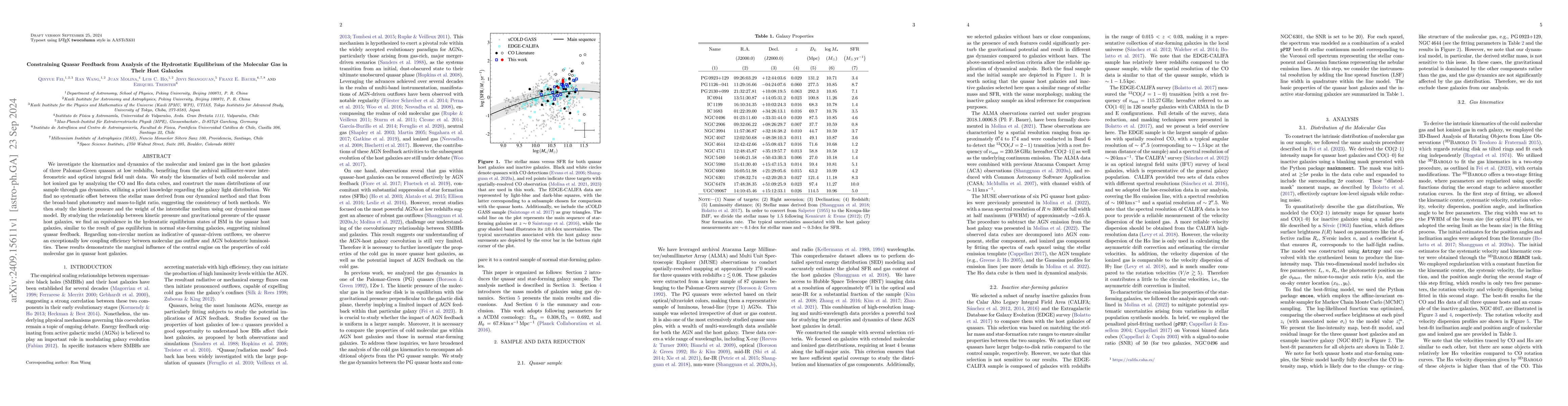 Thumbnail for Constraining Quasar Feedback from Analysis of the Hydrostatic
  Equilibrium of the Molecular Gas in Their Host Galaxies