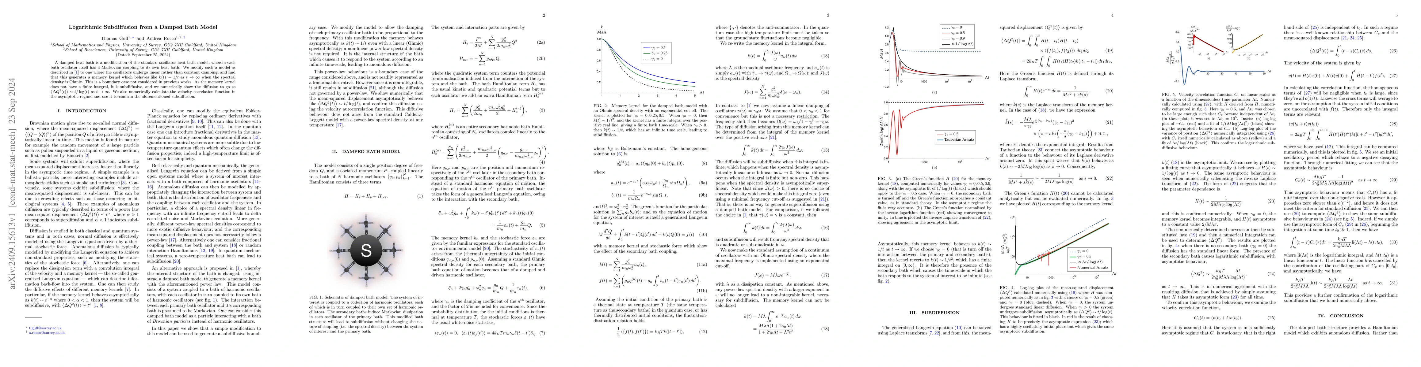 Thumbnail for Logarithmic Subdiffusion from a Damped Bath Model
