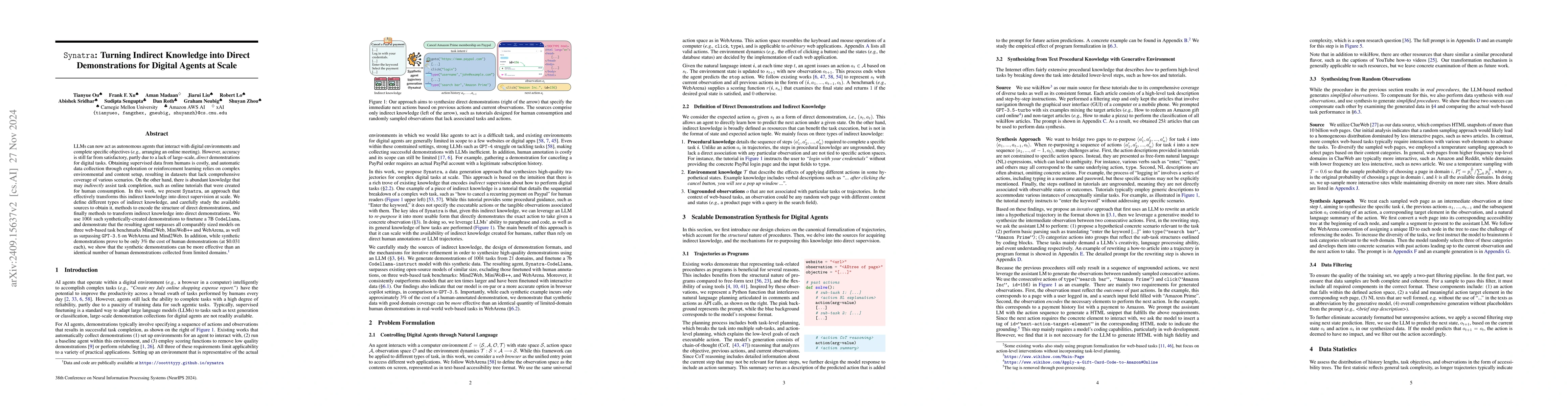 Thumbnail for Synatra: Turning Indirect Knowledge into Direct Demonstrations for
  Digital Agents at Scale
