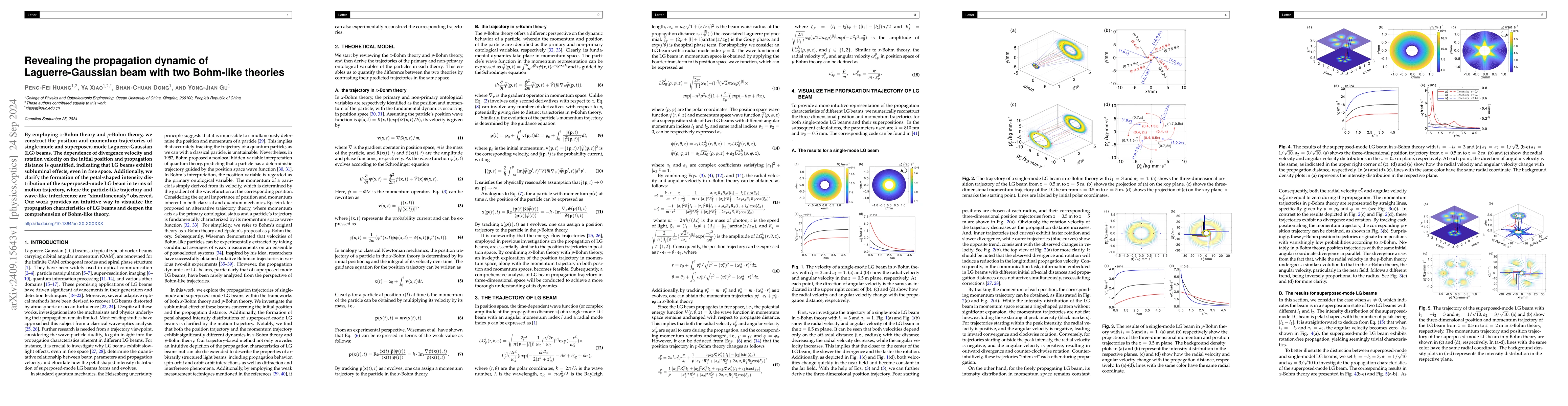 Thumbnail for Revealing the propagation dynamic of Laguerre-Gaussian beam with two
  Bohm-like theories