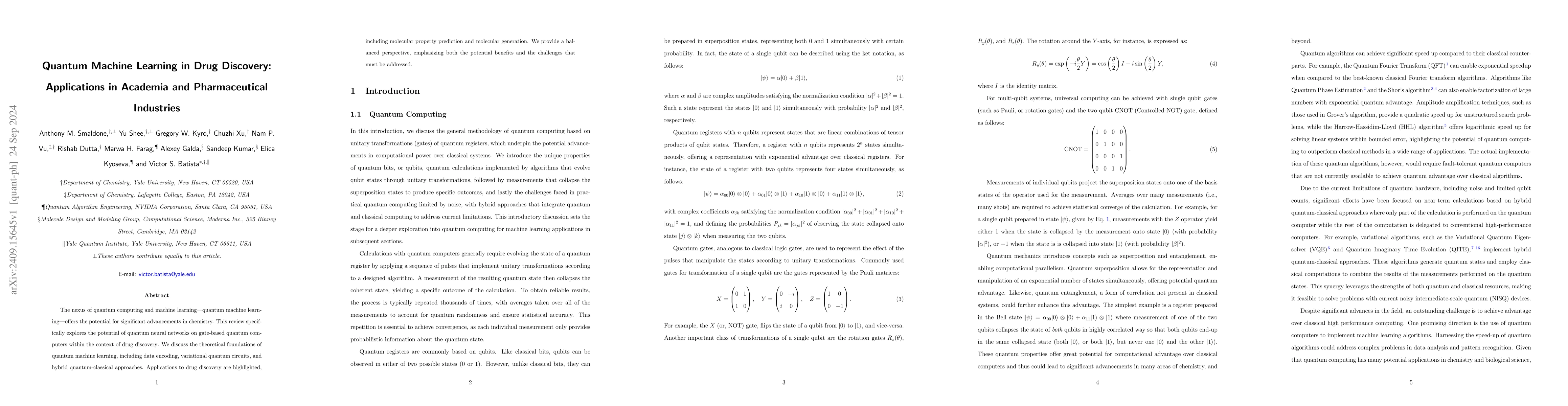 Thumbnail for Quantum Machine Learning in Drug Discovery: Applications in Academia and
  Pharmaceutical Industries