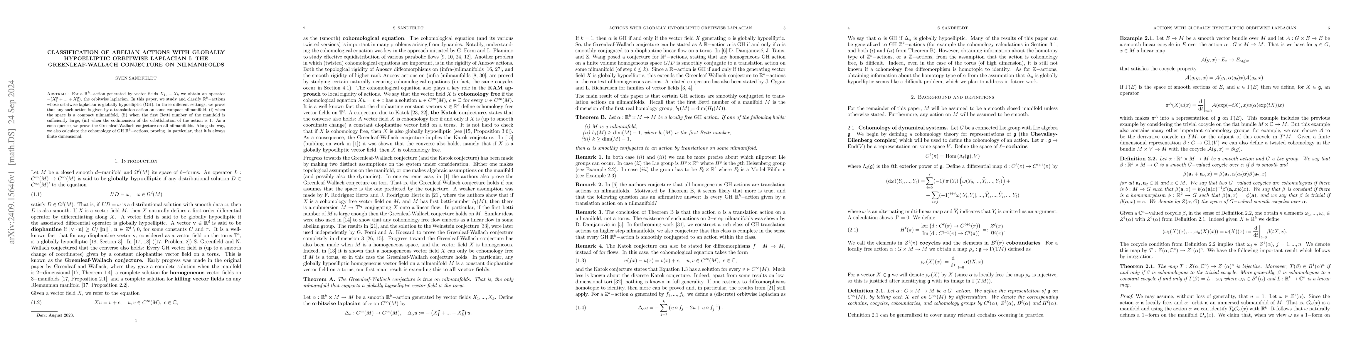 Thumbnail for Classification of abelian actions with globally hypoelliptic orbitwise
  laplacian I: The Greenleaf-Wallach conjecture on nilmanifolds
